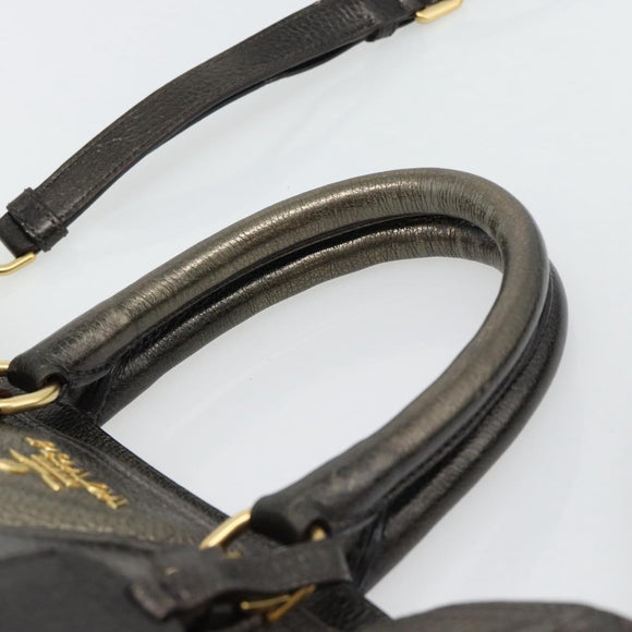 PRADA Tote Bag Leder 2way Gold Auth 182095
