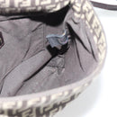 FENDI Zucchino Canvas Mamma Baguette Shoulder Bag Dark Brown Silver Auth 182097A-19
