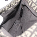 FENDI Zucchino Canvas Mamma Baguette Shoulder Bag Dark Brown Silver Auth 182097A-20