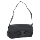 Salvatore Ferragamo Gancini Shoulder Bag Leather Black Silver Auth 182102A-1