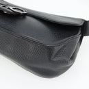 Salvatore Ferragamo Gancini Shoulder Bag Leather Black Silver Auth 182102A-9