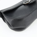 Salvatore Ferragamo Gancini Shoulder Bag Leather Black Silver Auth 182102A-14
