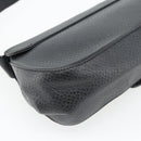 Salvatore Ferragamo Gancini Shoulder Bag Leather Black Silver Auth 182102A-16