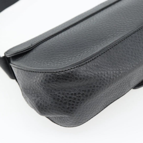 Salvatore Ferragamo Gancini Shoulder Bag Leather Black Silver Auth 182102A