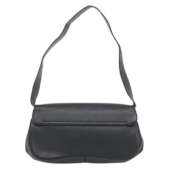 Salvatore Ferragamo Gancini Shoulder Bag Leather Black Silver Auth 182102A
