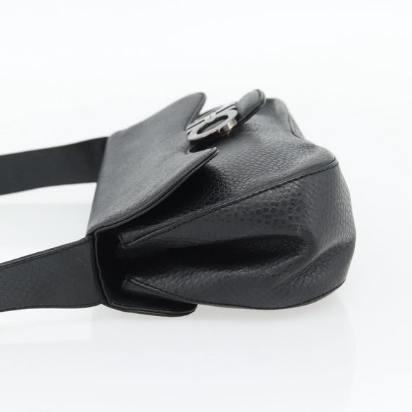 Salvatore Ferragamo Gancini Shoulder Bag Leather Black Silver Auth 182102A