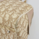 Christian Dior Trotter Canvas Romantic Hand Bag PVC Beige Silver Auth 182103-9