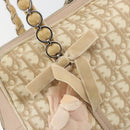 Christian Dior Trotter Canvas Romantic Hand Bag PVC Beige Silver Auth 182103-17