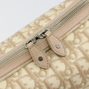 Christian Dior Trotter Canvas Romantic Hand Bag PVC Beige Silver Auth 182103-18