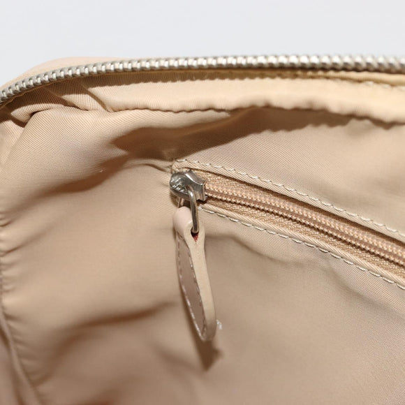 Christian Dior Trotter Canvas Romantic Hand Bag PVC Beige Silver Auth 182103