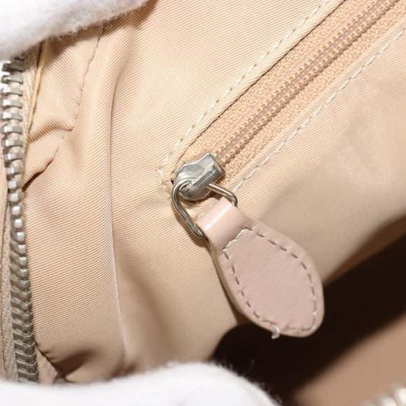 Christian Dior Trotter Canvas Romantic Hand Bag PVC Beige Silver Auth 182103