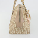 Christian Dior Trotter Canvas Romantic Hand Bag PVC Beige Silver Auth 182103-4