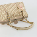 Christian Dior Trotter Canvas Romantic Hand Bag PVC Beige Silver Auth 182103-7