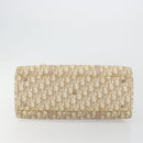 Christian Dior Trotter Canvas Romantic Hand Bag PVC Beige Silver Auth 182103-5