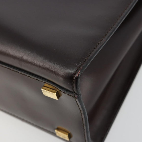 CELINE Handtasche Leder Braun Gold Auth 182104