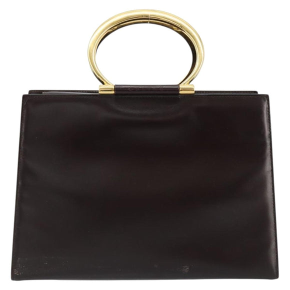 CELINE Handtasche Leder Braun Gold Auth 182104