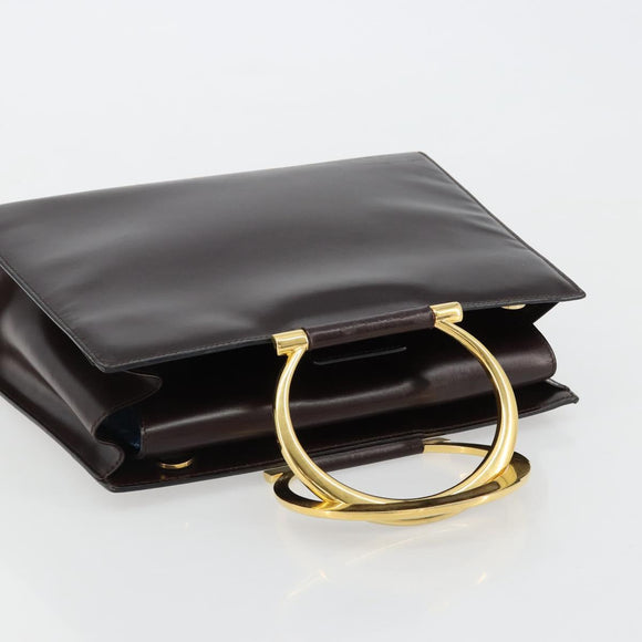 CELINE Handtasche Leder Braun Gold Auth 182104