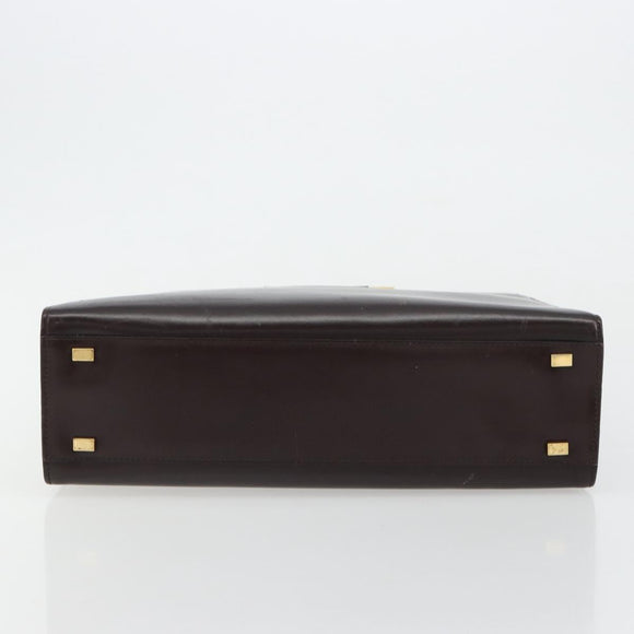 CELINE Handtasche Leder Braun Gold Auth 182104
