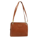 Christian Dior Shoulder Bag Leather Brown Gold Auth 182105-1