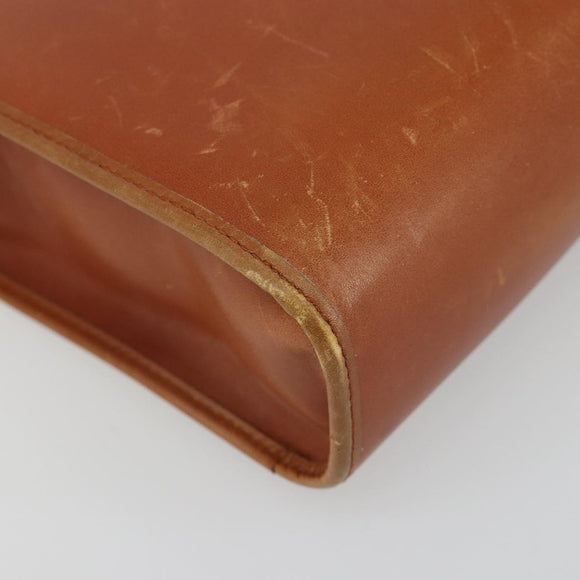 Christian Dior Shoulder Bag Leather Brown Gold Auth 182105