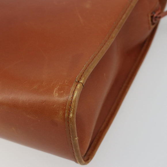 Christian Dior Shoulder Bag Leather Brown Gold Auth 182105