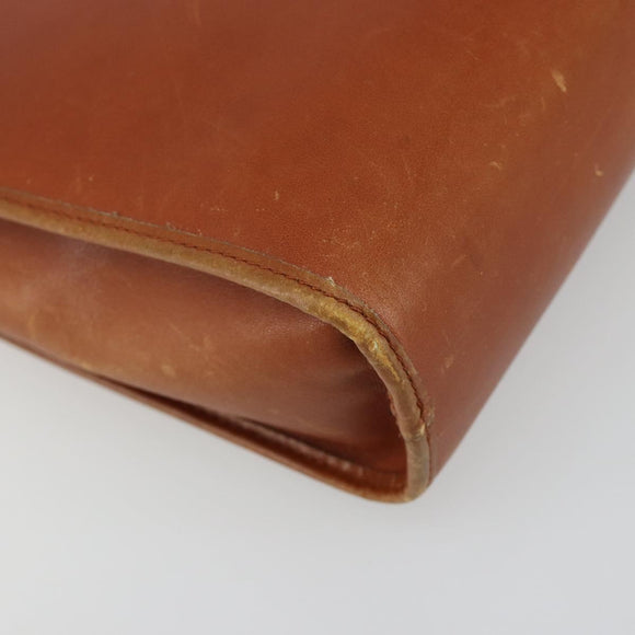 Christian Dior Shoulder Bag Leather Brown Gold Auth 182105