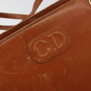 Christian Dior Shoulder Bag Leather Brown Gold Auth 182105-17