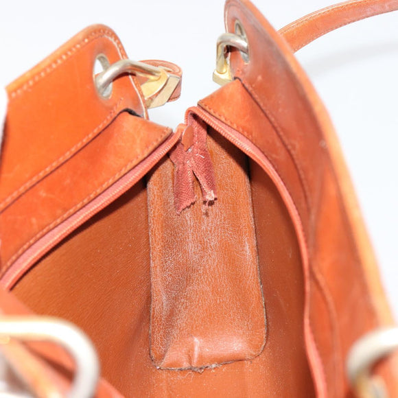 Christian Dior Shoulder Bag Leather Brown Gold Auth 182105