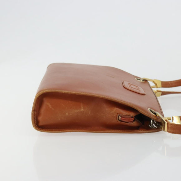 Christian Dior Shoulder Bag Leather Brown Gold Auth 182105