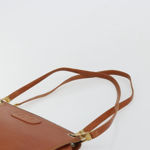 Christian Dior Shoulder Bag Leather Brown Gold Auth 182105