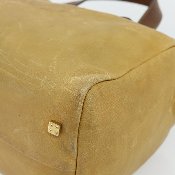 LOEWE Anagram Hand Bag Leather Yellow Gold Auth 182106