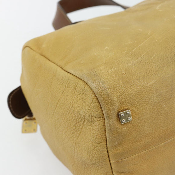 LOEWE Anagram Hand Bag Leather Yellow Gold Auth 182106