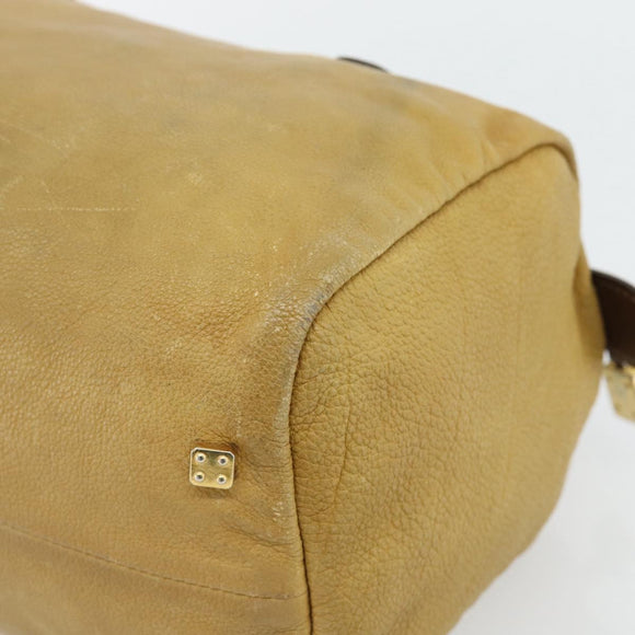 LOEWE Anagram Hand Bag Leather Yellow Gold Auth 182106