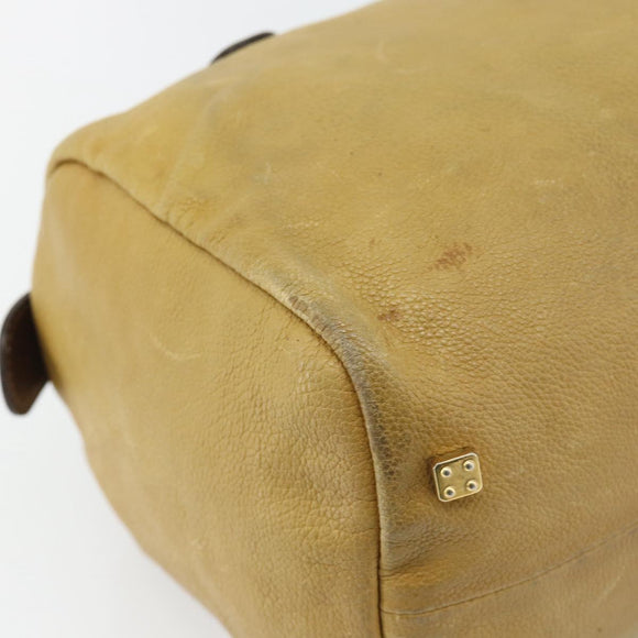 LOEWE Anagram Hand Bag Leather Yellow Gold Auth 182106