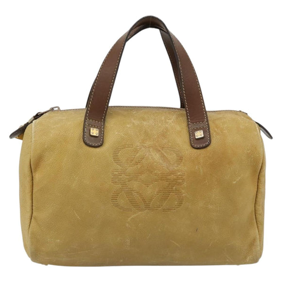 LOEWE Anagram Hand Bag Leather Yellow Gold Auth 182106