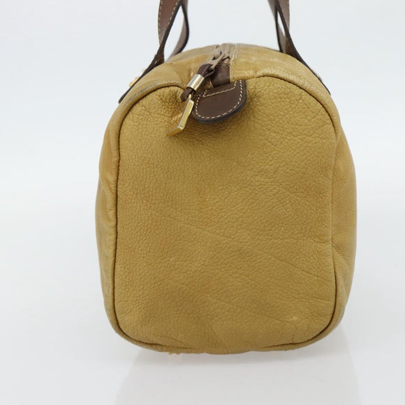 LOEWE Anagram Hand Bag Leather Yellow Gold Auth 182106