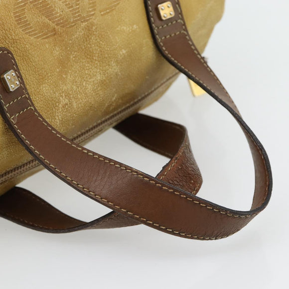 LOEWE Anagram Hand Bag Leather Yellow Gold Auth 182106