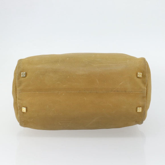 LOEWE Anagram Hand Bag Leather Yellow Gold Auth 182106