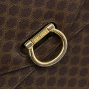 CELINE Macadam Canvas Hand Bag PVC Leather Brown Gold Auth 182108-17