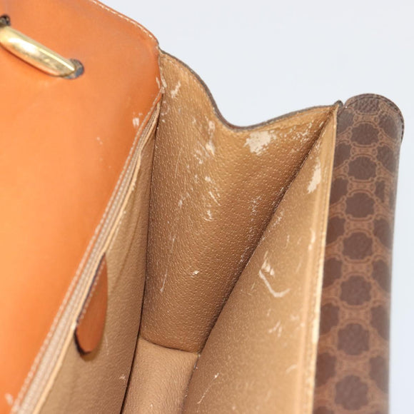 CELINE Macadam Canvas Hand Bag PVC Leather Brown Gold Auth 182108