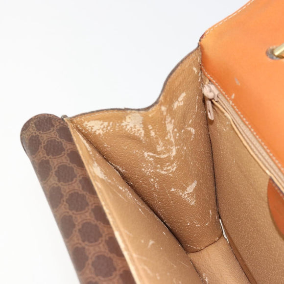 CELINE Macadam Canvas Hand Bag PVC Leather Brown Gold Auth 182108