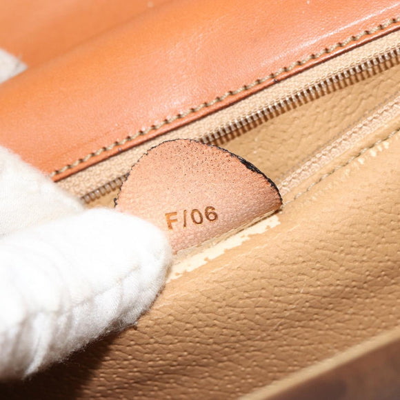 CELINE Macadam Canvas Hand Bag PVC Leather Brown Gold Auth 182108