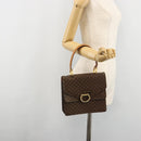 CELINE Macadam Canvas Hand Bag PVC Leather Brown Gold Auth 182108-25