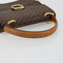 CELINE Macadam Canvas Hand Bag PVC Leather Brown Gold Auth 182108-7