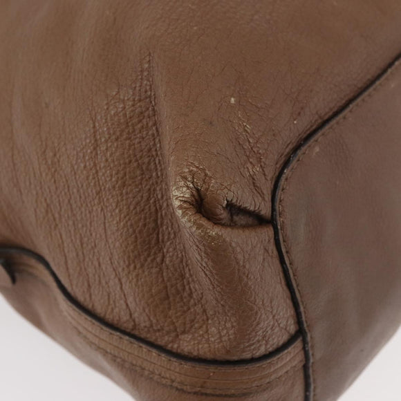 Chloe Elsie Hand Bag Leather Beige Gold Auth 182109