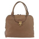 Chloe Elsie Hand Bag Leather Beige Gold Auth 182109-13
