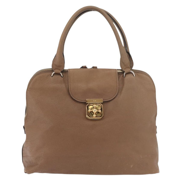 Chloe Elsie Hand Bag Leather Beige Gold Auth 182109