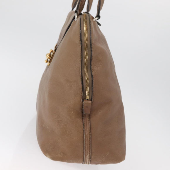 Chloe Elsie Hand Bag Leather Beige Gold Auth 182109