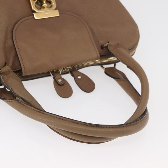 Chloe Elsie Hand Bag Leather Beige Gold Auth 182109