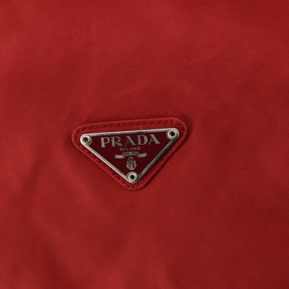 PRADA Boston Bag Nylon 2way Red Silver Auth 182110